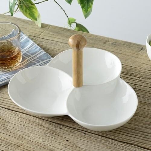 Assorted Ceramics Serving Dish Decorative Porcelain Partitions Dinner Plate Bamboo Dinnerware for Candy Fruit Crackers and Nuts