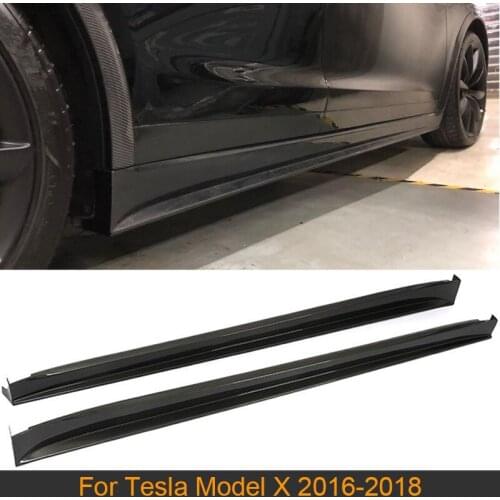 Car Side Skirts Body Kit for Tesla Model X Sedan 4 Door P90D 90D P100D 75D 2016 - 2018 Door Side Skirts Aprons Lip Carbon Fiber