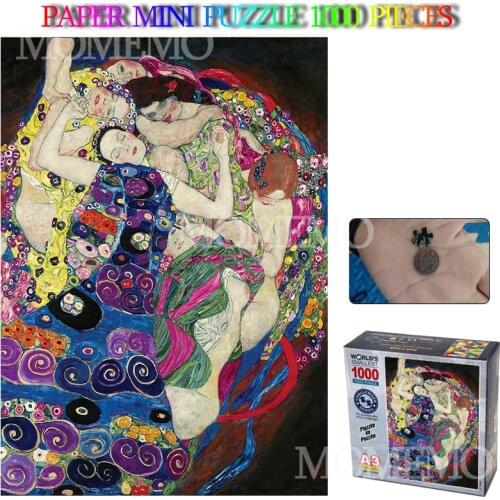 Virgin Guvtav Klimt Paper Puzzle Mini 1000 Pieces Jigsaw Puzzle Adults Old Master 1000 Piece Puzzle Toys Home Decoration Gifts