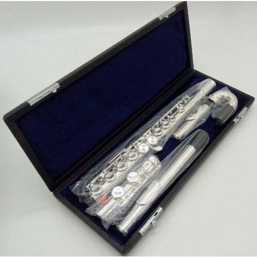 De Xin Professional Flute 211 Silver Plated Flute Instrument Intermediate Student Curved Headjoint Flutes 16 Holes Closed E Key