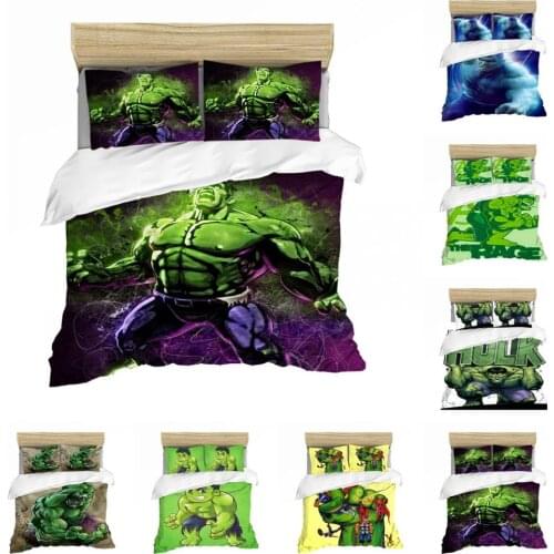 Disney Marvel Hulk Cartoon 3D Bedding Sets Boy Girls Avenger alliance Character Pillowcases Duvet Cover Sets Single Twin Queen
