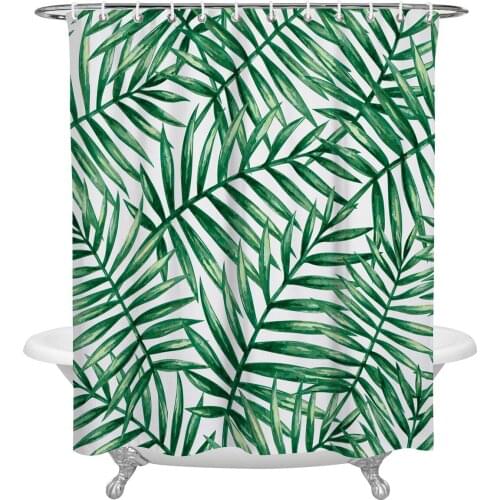 Green Leaf Plant Art Rainforest Shower Curtain Home Decoration Bathroom Item Bathroom Waterproof Shower Curtain