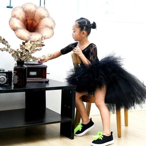 Trailing Baby Girl Tulle Tutu Skirt Girls Black Fluffy Unicorn Birthday Party Tutu Skirts Halloween Costume For Kids Photo Props