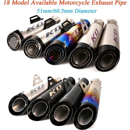 Motorcycle Exhaust Muffler Pipe 310mm 315mm Length Silp on for 38-51mm 60.5mm 61mm Stainless Steel Carbon Fiber Silencer System