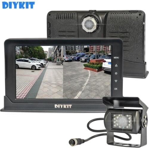 DIYKIT AHD LED Camera IPS 1080P 7" Truck DVR Monitor Driving Recorder Dual Lens Front/Rear Recording IR Night Vision Reversing