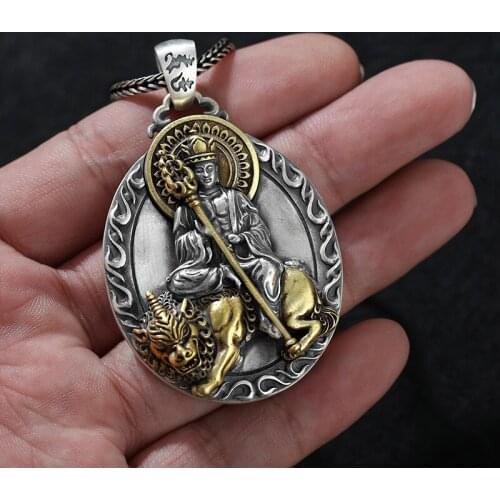 S990 sterling silver Buddha brand eight Zodiac God pendants Bodhisattva Pure silver pendant for men and women hand microcarving