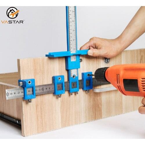 Multifunctional Furniture Carpentry Punch Locator Drill Guide Ruler Woodworking Hole Locator Adjustable Drilling Positioner Tool