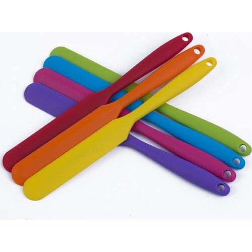 Multi Function Kitchen Accessories Color Silicone Long Handled Scraper Batter Mixer Nonstick Cream Spatula LX4838