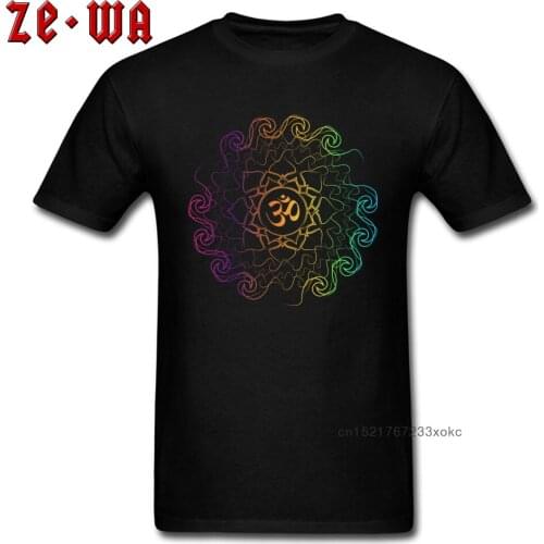 Special Custom Men T-shirts Colored Om Energy Mandala Art T Shirt Geometric Muay Thai Clothing Adult Plus Size Black Tshirt Tops