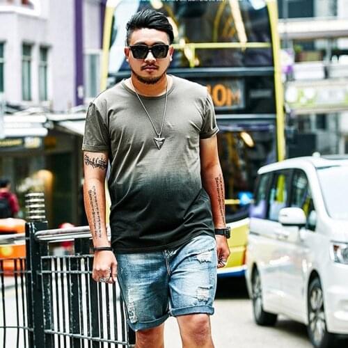 Tide brand large mens T-shirt cotton round neck plus size short-sleeved summer compassionate