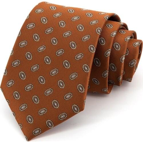 8CM Brown Ties For Men High Quality Business Dress Suit Necktie Party Wedding Office Male Gift Box