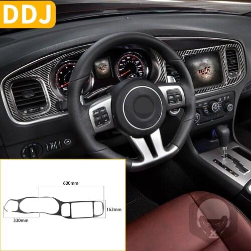 For Dodge Charger Carbon Fiber Sticker 2011-2014 LD SXT SRT8 Dashboard Radio Console Display Interior Trim Cover Car Accessories