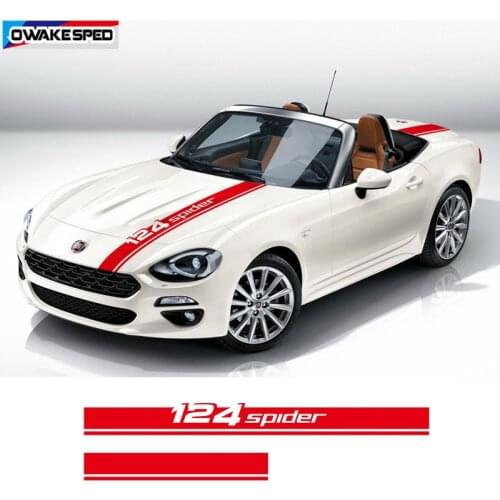 Car Hood Bonnet Sticker For-Fiat 124 Spider Racing Sport Stripes Auto Engine Cover Tail Bumper Decor Vinyl Decals Accessories
