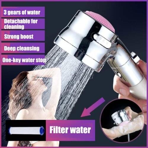 Rain Shower Head Adjustable Water Saving Shower Head Bathroom Fixture 3 Mode Shower Water Pressure Shower Head With Stop Button