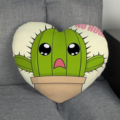 Cactus Heart Shape Pillow Cover Custom zipper Pillowcase Just Cover No Core Size 41x36cm,47x42cm