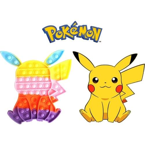New Pokemon Pikachu Push Bubble Fidget Toys Stress Relief Toy Keychain Adult Antistress Reliever Child Funny Anti-stress Toys