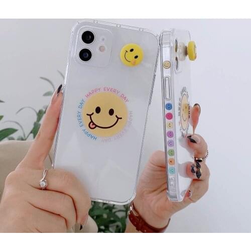 Relive Stress Toy Clear Case for iPhone 11 12 Pro Max Mini X XS XR XSMAX 8 7 Plus Case Funny Smiley Phone Protective Cover funda