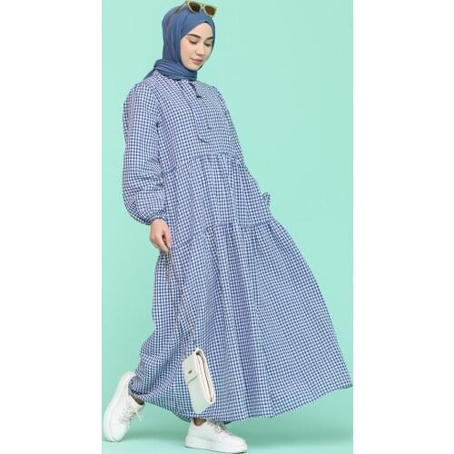 Minahill Shirred Dress 1593-01 Blue 1593-01