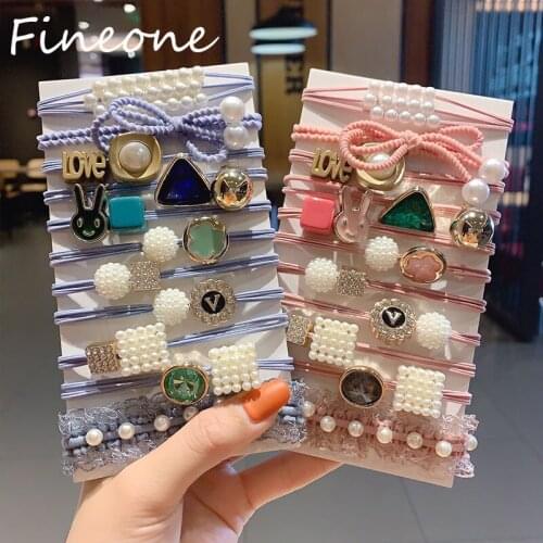 11Pcs/Set Solid Elastic Hair Bands Women Girls Rubber Bands Scrunchy Cute Ponytail Hairband Decorations Hair Accessories