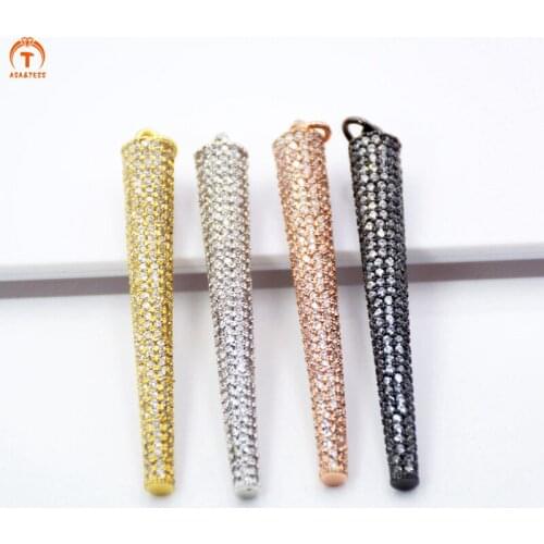 LUX CZ Bar Pendant Charm Micro Pave CZ Vertical Bar Pendant Cubic Zirconia findings Bar Pendant For Earrings