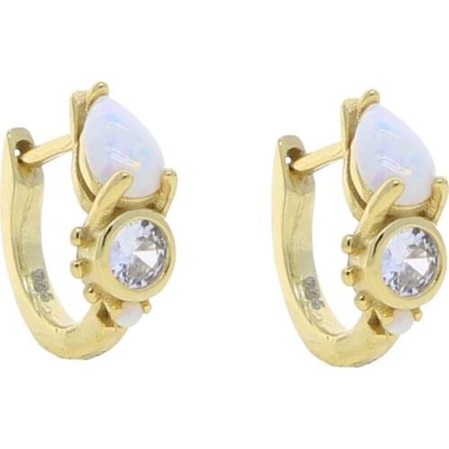 New Fashion Sparkling Round 5A cubic Zircon White Fire Opal Hoop Earrings For Women Silver Color Bridal Wedding Jewelry Gifts