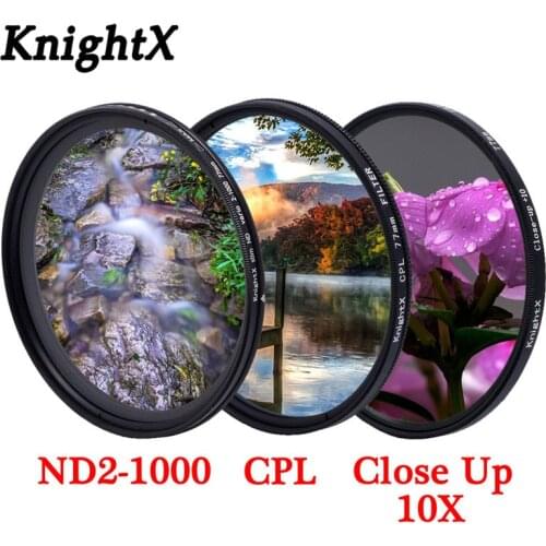 KnightX UV CPL Filter Neutral Density variable ND2-1000 For canon sony nikon 1300d d70 500d 50d 49 52 55 58 62 67 72 77 mm