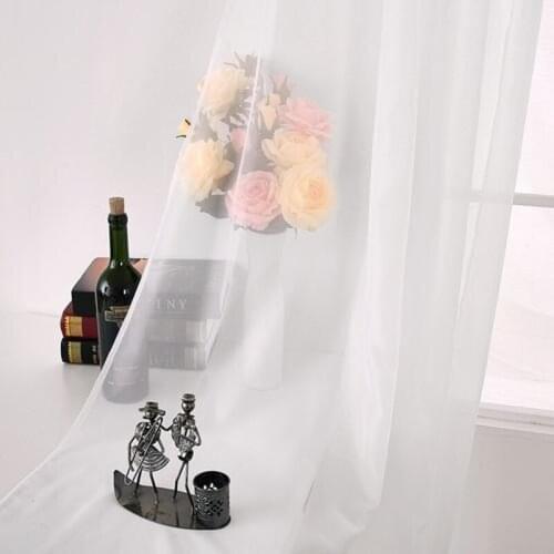 Modern Style Window Curtain Pure Color Tulle Door Drape Panel Sheer Scarf Valances Transparent light-weight Gauze For room 5z