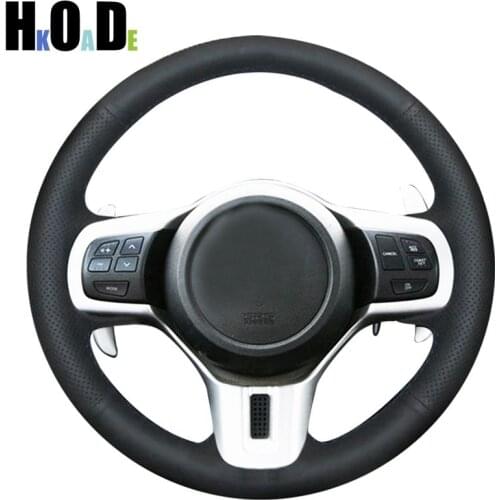 DIY Hand-stitched Black Artificial Leather Car Steering Wheel Cover for Mitsubishi Lancer 10 EVO Evolution