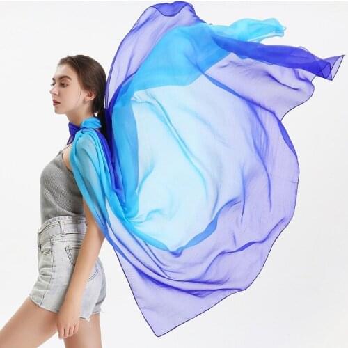 All-Match Silk Scarf Fashion Gradient Silky Satin Shawl Scarfs Big Size 180*150cm Chiffon Beach Head Scarves Women bandana