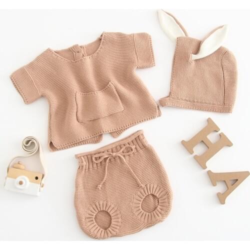 Knitted Newborn Baby Clothes Autumn Baby Girl Clothes Bunny Infant Clothing Set 100% Cotton Toddler Sweater Outfits 0-2Y