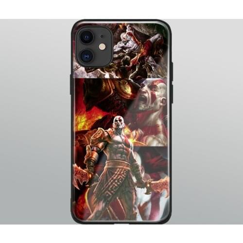 Kratos god of war Tempered Glass Soft Silicone For iPhone SE 6s 7 8 Plus X XR XS 11 Pro Max Phone Case Cover Shell