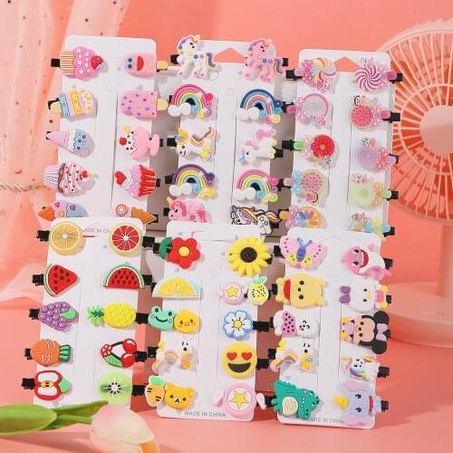 1Set Candy Flower Rainbow Fruit Hairpins For Children 2020 Kids Hairpin Fashion Cartoon BB Clip Barrettes Hair Accessories