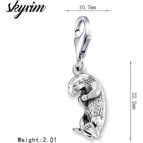 Skyrim 10Pcs Zinc Alloy Vintage Jewelry Accessories Making Lobster Clasp Animal Sea Otter Charm DIY Handmade Jewelry Findings