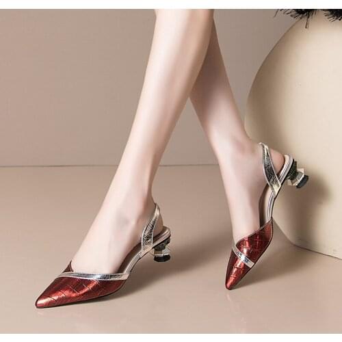 2021 New Sexy Mixed Colors Shoes For Women Genuine Leather Top Summer Autumn High Heels Pumps Night Club Basic Shoes Woman