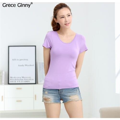 Womens Built-in Bra Padded Active Camisole Casual Tops T-shirt