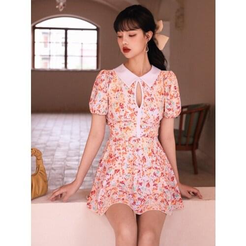 Women Beach Swimsuit Bathing Suit 2021 Swimwear For Bikini Summer New Baby Floral Dress Print Polyester Sierra Surfer Set Girls