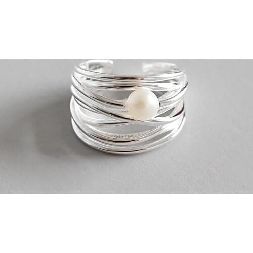 WYJZY Natural freshwater pearl Hatsune ring personality fashion irregular multi-layer line ladies jewelry birthday gift