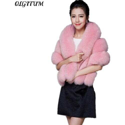 2019 Winter High-quality New Soft Imitation Fox Fur Ladies Coat Leisure Elegant Atmosphere Rich Luxury Cloak Slim Shawl Coat