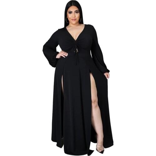 Long Sleeve Dresses Woman Party Night Plus Size Dress 5XL 4XL 3XL Black White Pink Yellow Purple Blue Vestido Manga Larga Blanco