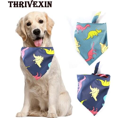 1pcs Dog Bandana Dinosaur Puppy Cat Dogs Scarf Bibs Cotton Washable Bandanas Dog Accessories for Small Dog Grooming Products