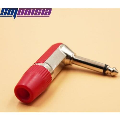 Smonisia 10pcs Right Angle 6.35 Stereo Three-Pole Core Plug Connector 6.35 Amplifier Microphone Plug 6.35mm Jack Plug Connector