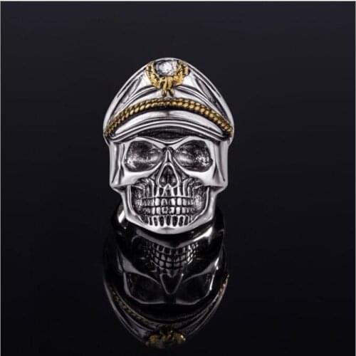 20pcs/lot Mens WW II Commemorative Ring of Honour Undead Army Officer Skull Ring Size 8 Adjustable Size Vintage Jewelry Gift