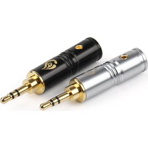 ID 6mm Wire 2.5mm 3/32" Jack Audio Plug Connectors 3 Poles Stereo Audio Adapter Connector For Upgrade Headphone Black Silver