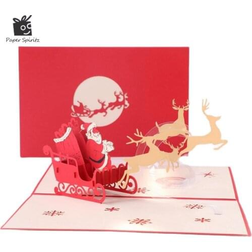 3D Pop Up Merry Christmas Gifts Cards with Envelope for Party Invitation All Occasion Customizable
