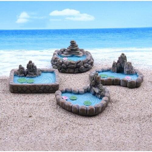 4 x Miniature Ponds for Dollhouse Fairy Garden Decoration