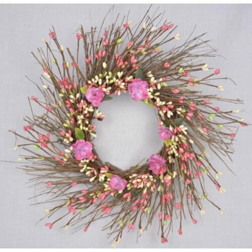 40cm Artificial Flower Wreath Fak Wreath Window DIY Wedding Decoration Colorful Garland Home Wall Hanging Door Decor