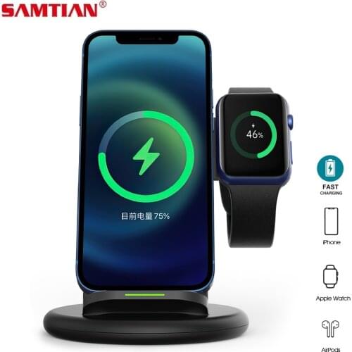 SAMTIAN 15 W Fast Charging Station Dock 3 in 1 Wireless Charger Stand for Samsung Apple Watch Airpod Pro Wireless Chargers