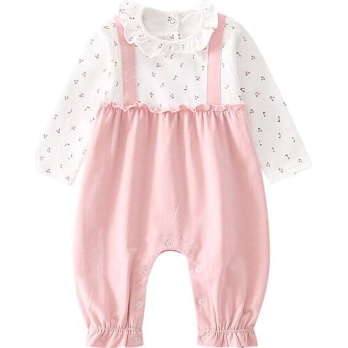 Newborn baby one-piece baby girl cherry spring and autumn princess clothes baby outing clothes romper romper