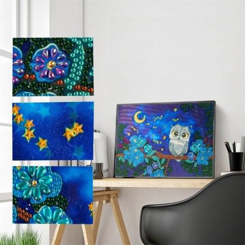 Flower Owl on Tree 5D DIY Special Shaped Diamond Painting Embroidery Needlework Rhinestone Crystal Cross Craft Stitch Kit Decor