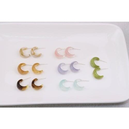 Eruifa 6pcs Popular High Quality Plastic Resin C Earring Stud Hoop Jewelry Anti-allergy Post DIY